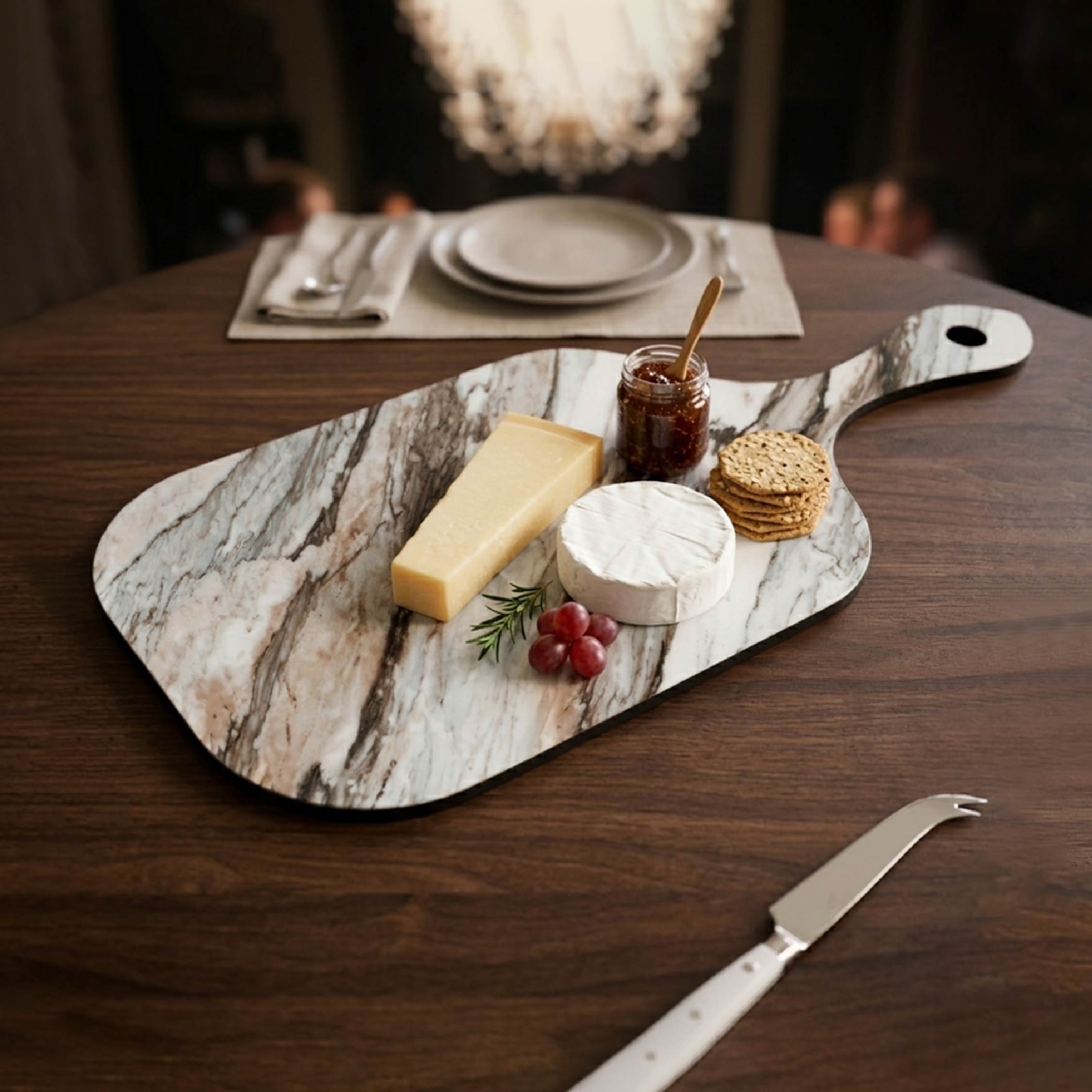 Lamikraft Cheese Platter Board | Paddle Style | Marble Finish