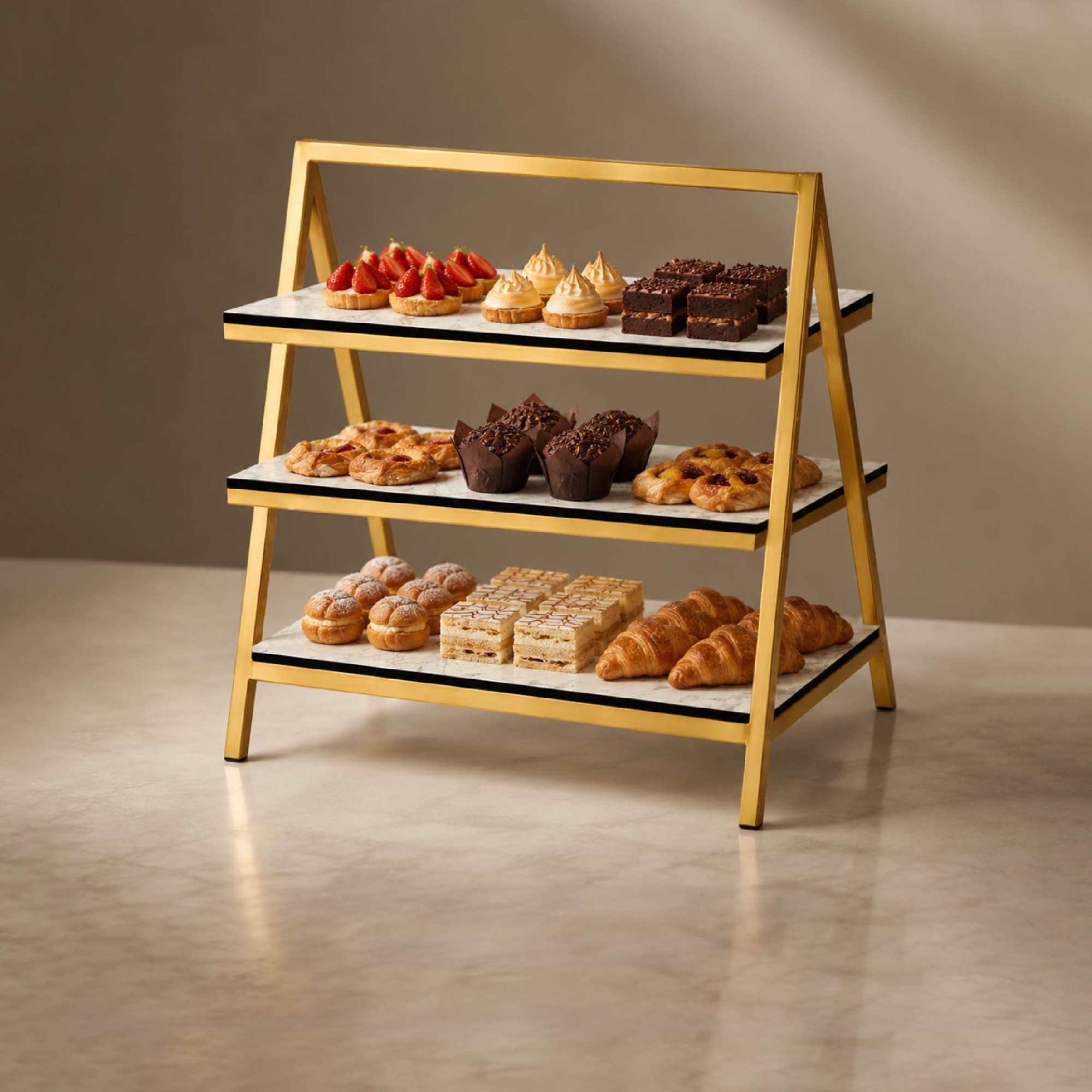 Lamikraft 3-Tier Cake Riser - Marble Finish with Metal Frame